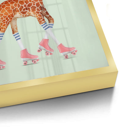 Pink Roller Skate Giraffe - Fine Art