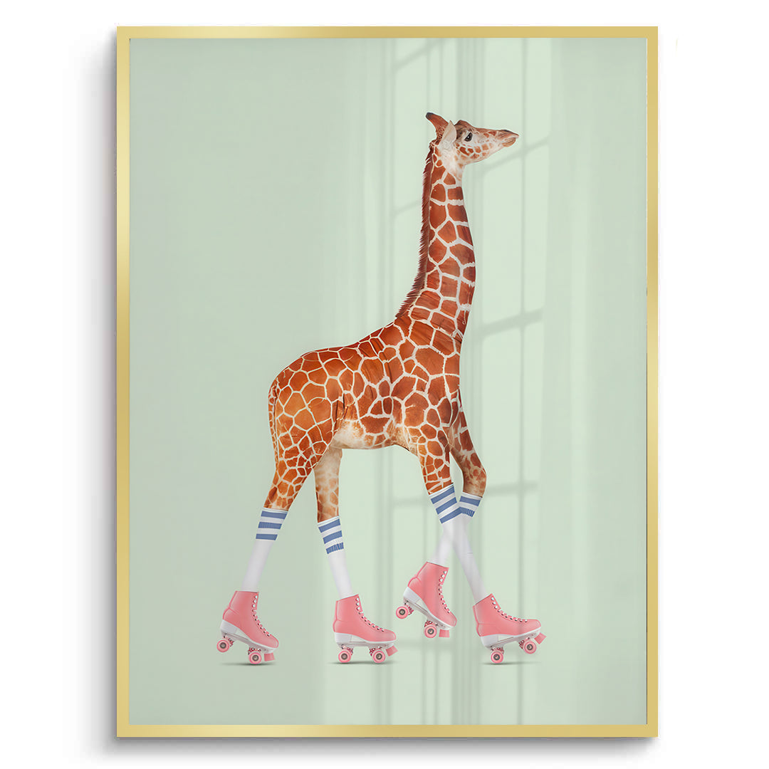 2Pink Roller Skate Giraffe - Fine Art