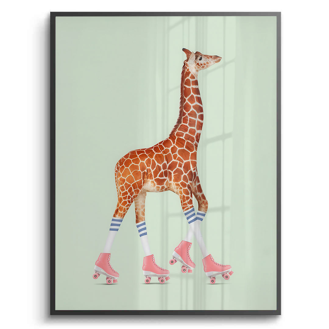 2Pink Roller Skate Giraffe - Fine Art