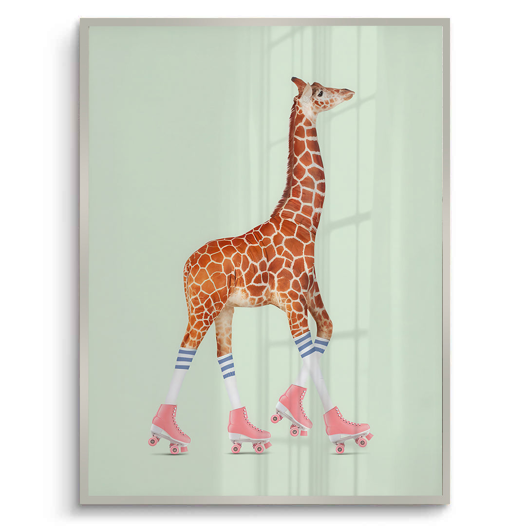 2Pink Roller Skate Giraffe - Fine Art