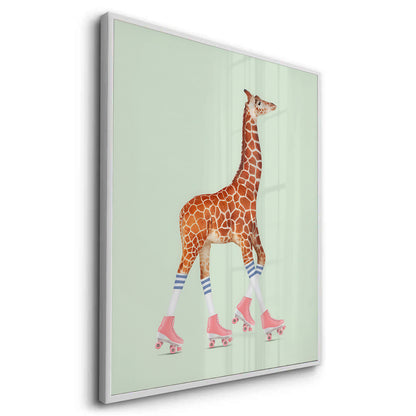 Pink Roller Skate Giraffe - Fine Art