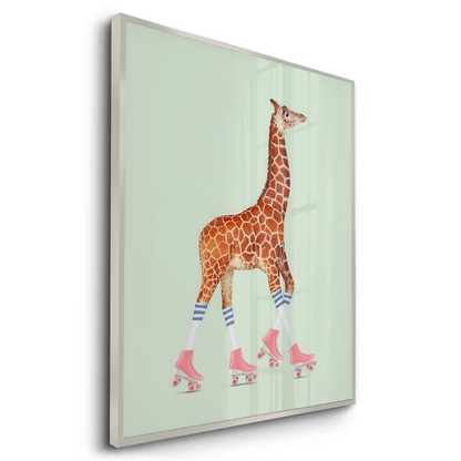 Pink Roller Skate Giraffe - Fine Art
