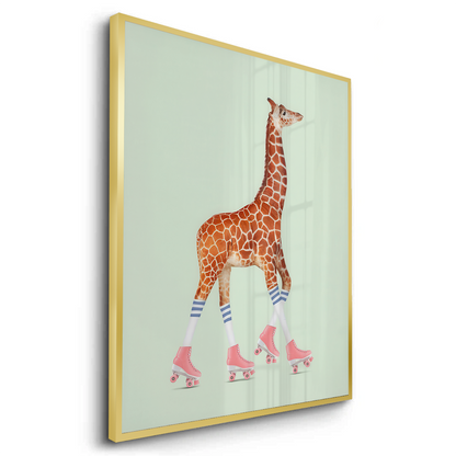 Pink Roller Skate Giraffe - Fine Art