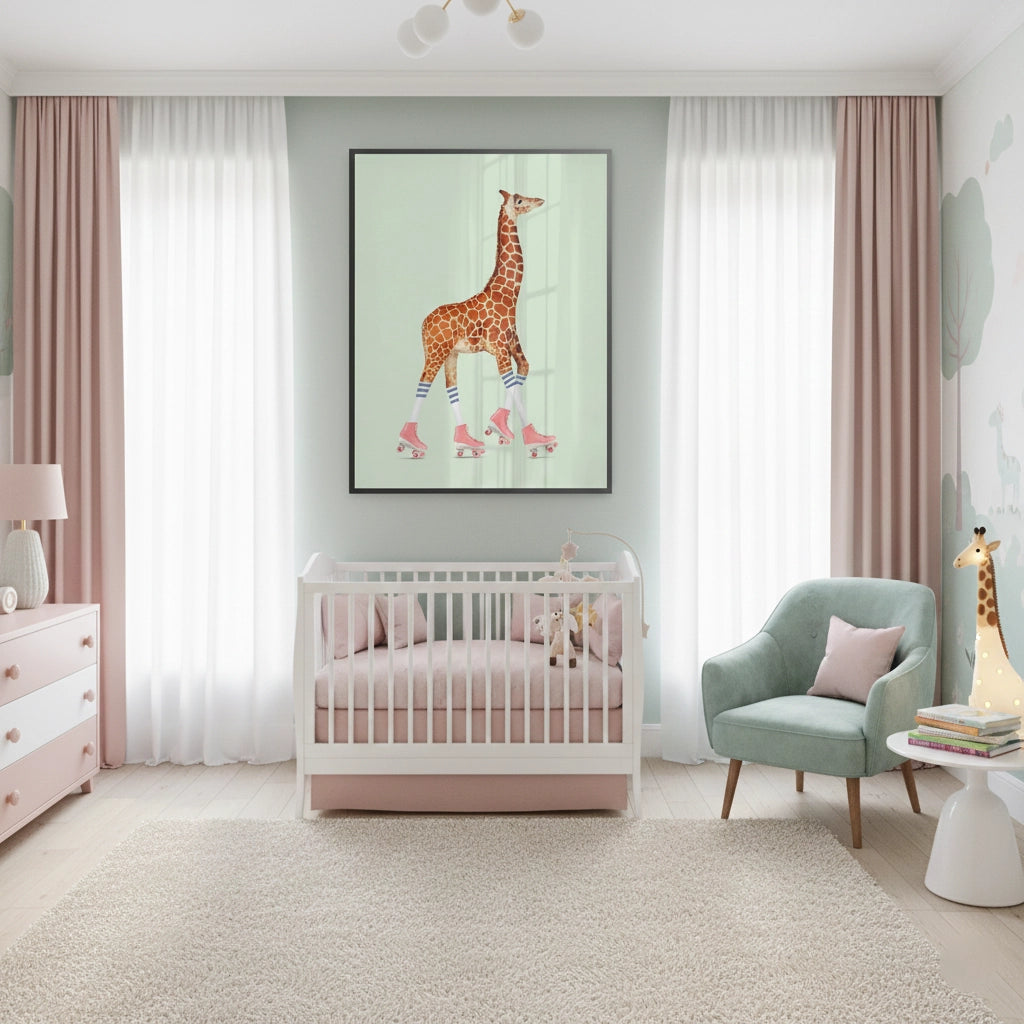 2Pink Roller Skate Giraffe - Fine Art