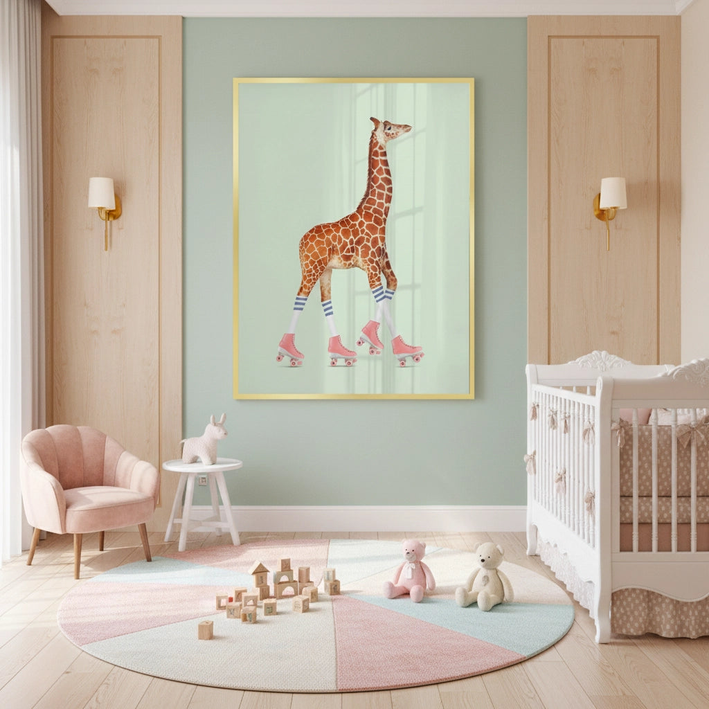 2Pink Roller Skate Giraffe - Fine Art