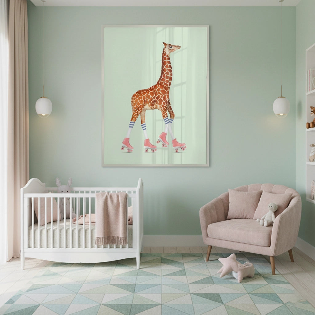 2Pink Roller Skate Giraffe - Fine Art