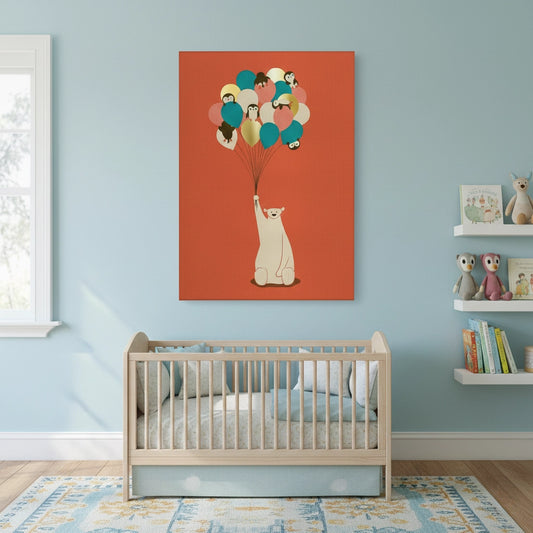 Polar Bear Balloons - Canvas