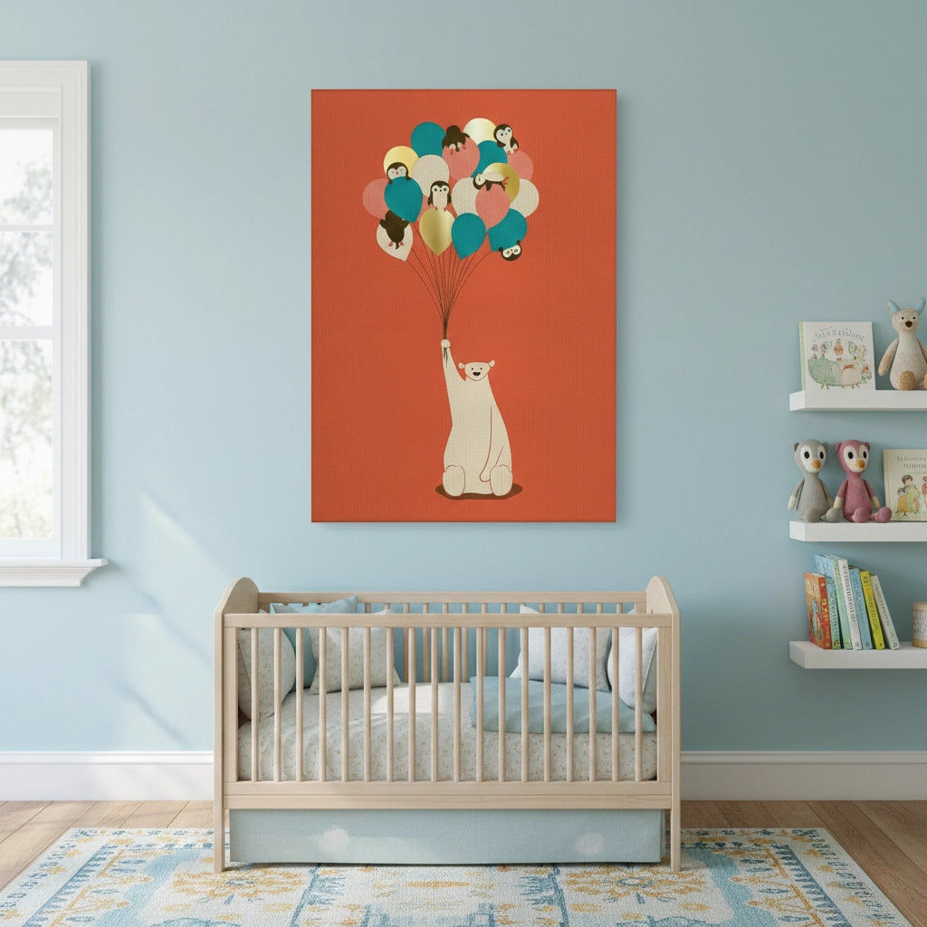 2Polar Bear Balloons - Canvas