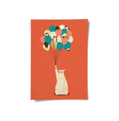 Polar Bear Balloons - Poster