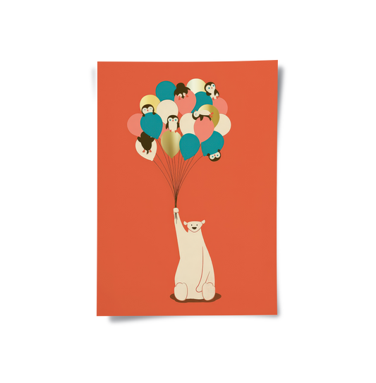 Polar Bear Balloons - Poster