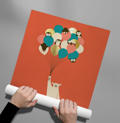 Polar Bear Balloons - Poster