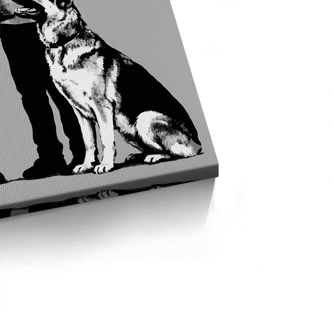 2Police Officer and Boy with K9 Dog - Canvas