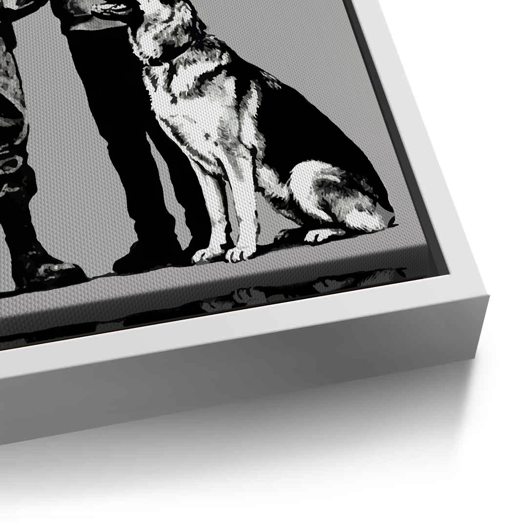 2Police Officer and Boy with K9 Dog - Canvas