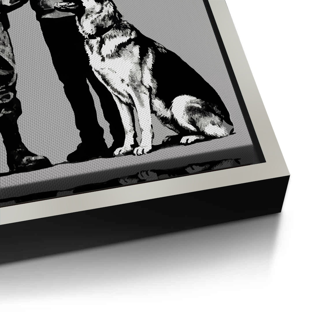 2Police Officer and Boy with K9 Dog - Canvas