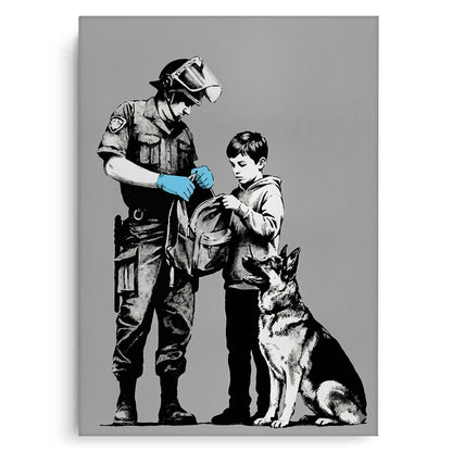 Police Officer and Boy with K9 Dog - Canvas