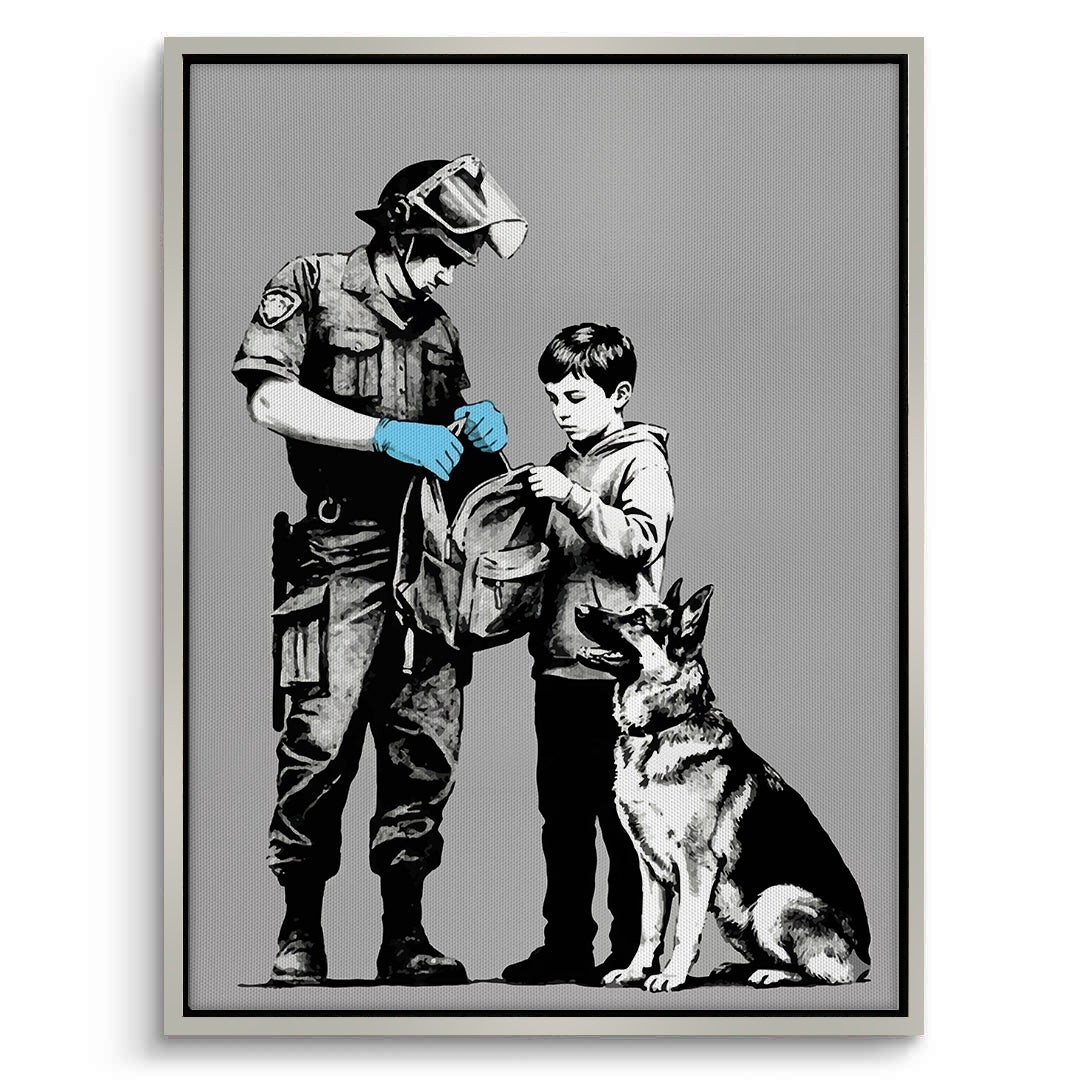 2Police Officer and Boy with K9 Dog - Canvas