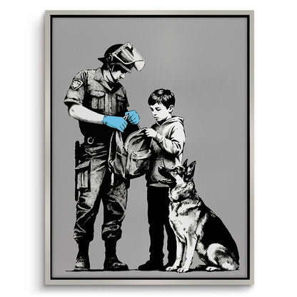 Police Officer and Boy with K9 Dog - Canvas