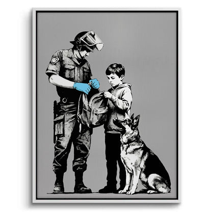Police Officer and Boy with K9 Dog - Canvas