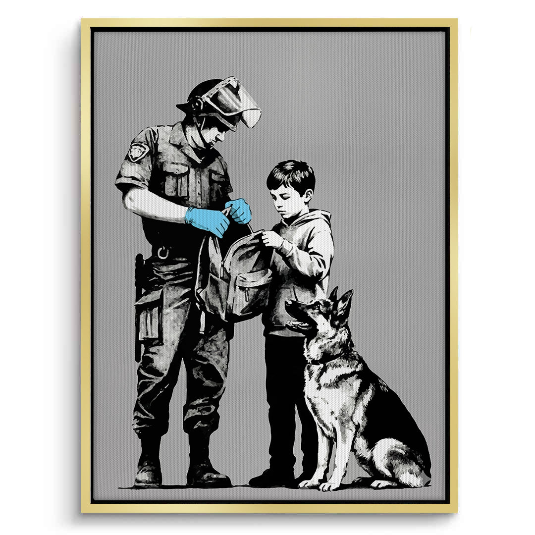 2Police Officer and Boy with K9 Dog - Canvas