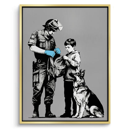 Police Officer and Boy with K9 Dog - Canvas