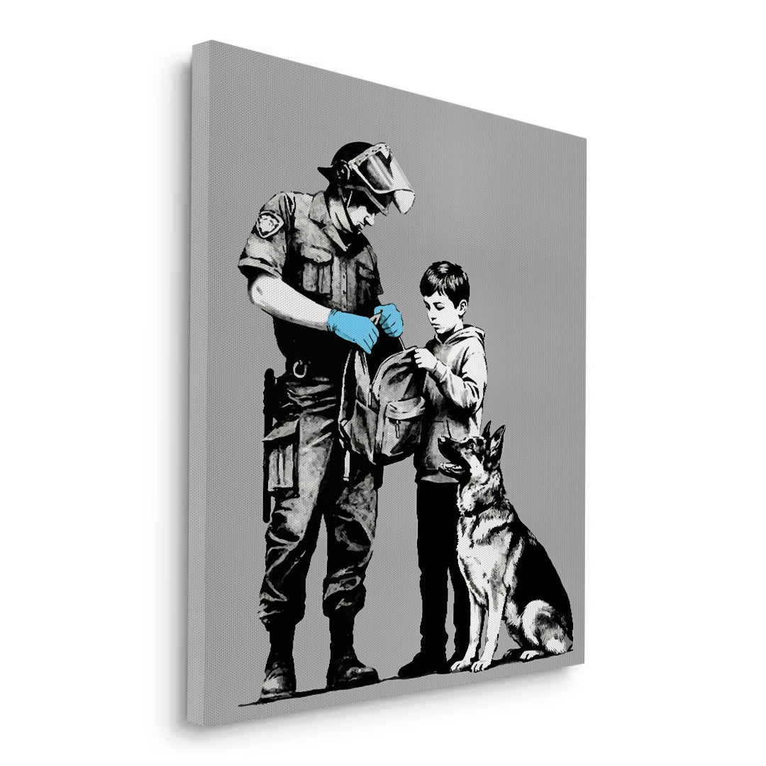 2Police Officer and Boy with K9 Dog - Canvas