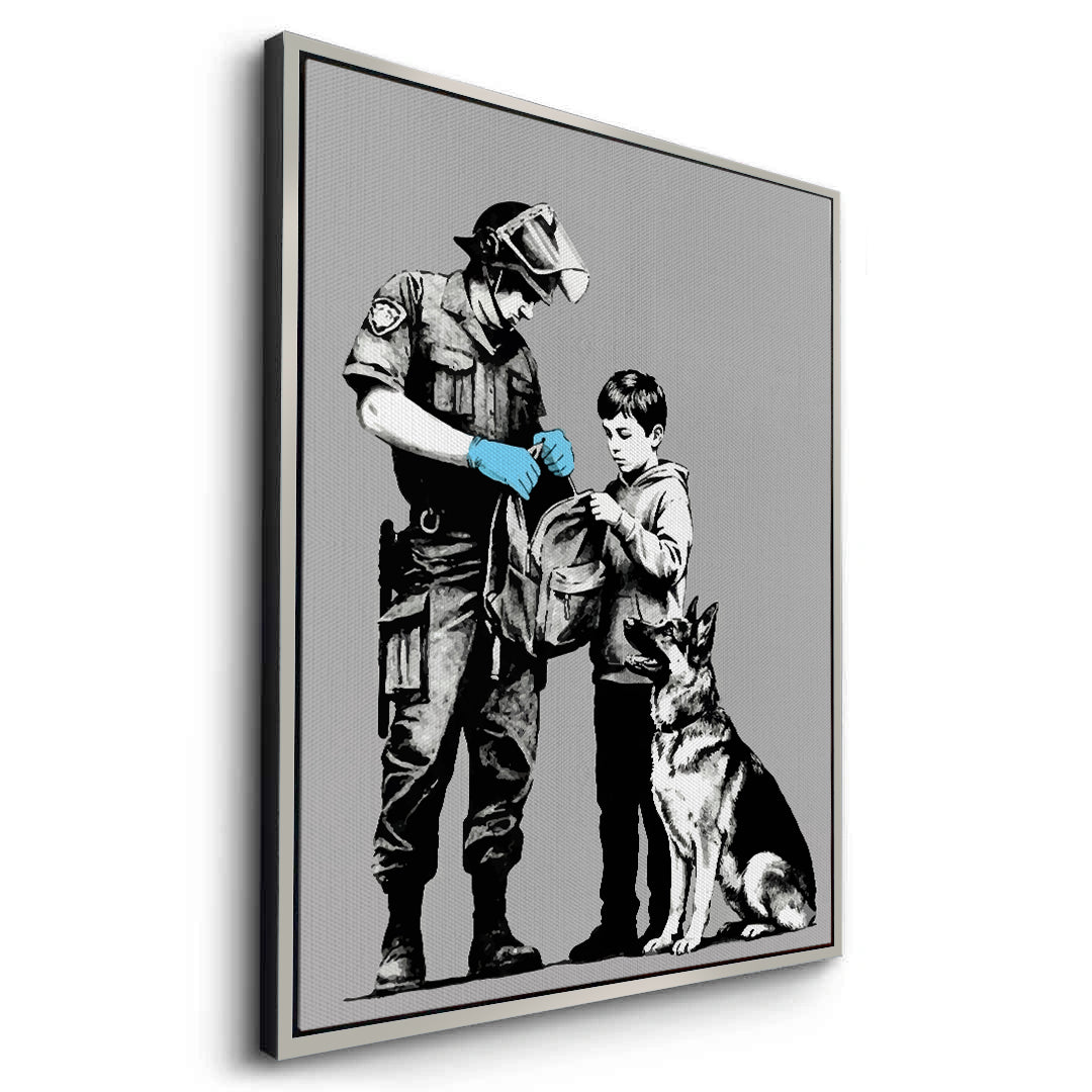 2Police Officer and Boy with K9 Dog - Canvas