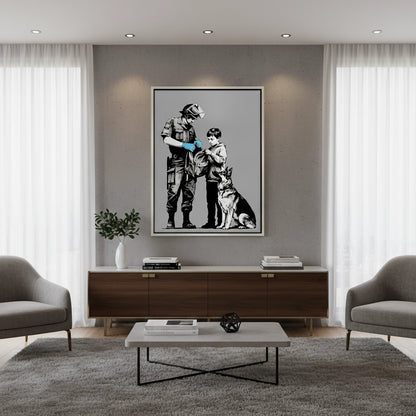 Police Officer and Boy with K9 Dog - Canvas