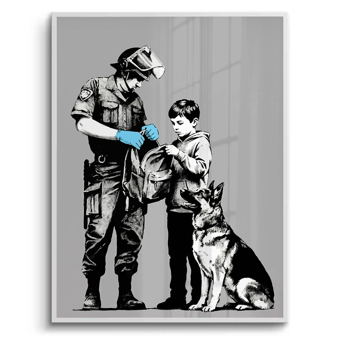 2Police Officer and Boy with K9 Dog - Fine Art