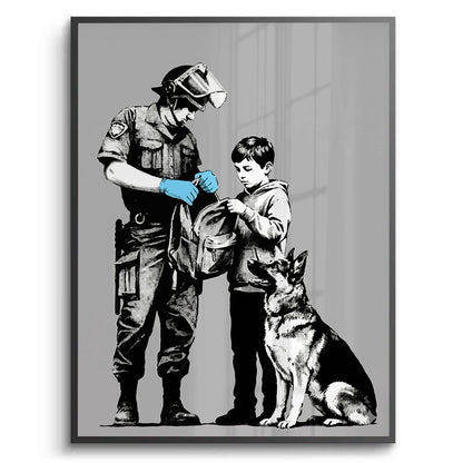 Police Officer and Boy with K9 Dog - Fine Art