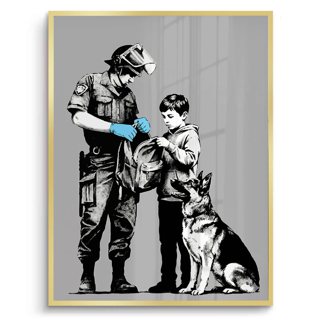 2Police Officer and Boy with K9 Dog - Fine Art