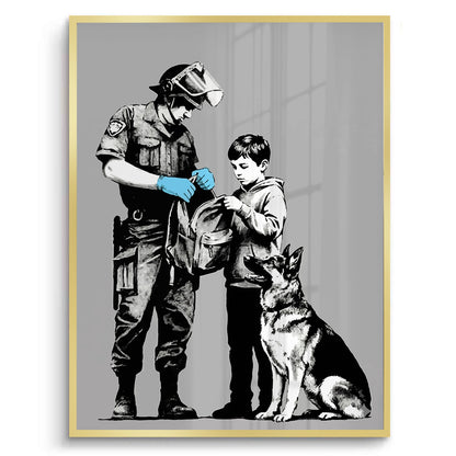 Police Officer and Boy with K9 Dog - Fine Art