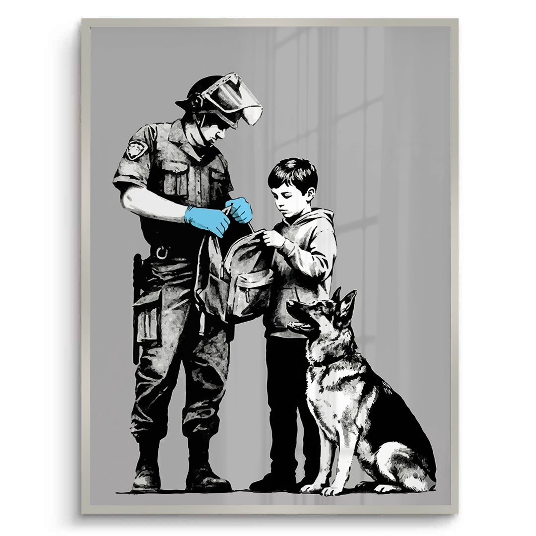 2Police Officer and Boy with K9 Dog - Fine Art