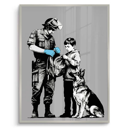 Police Officer and Boy with K9 Dog - Fine Art
