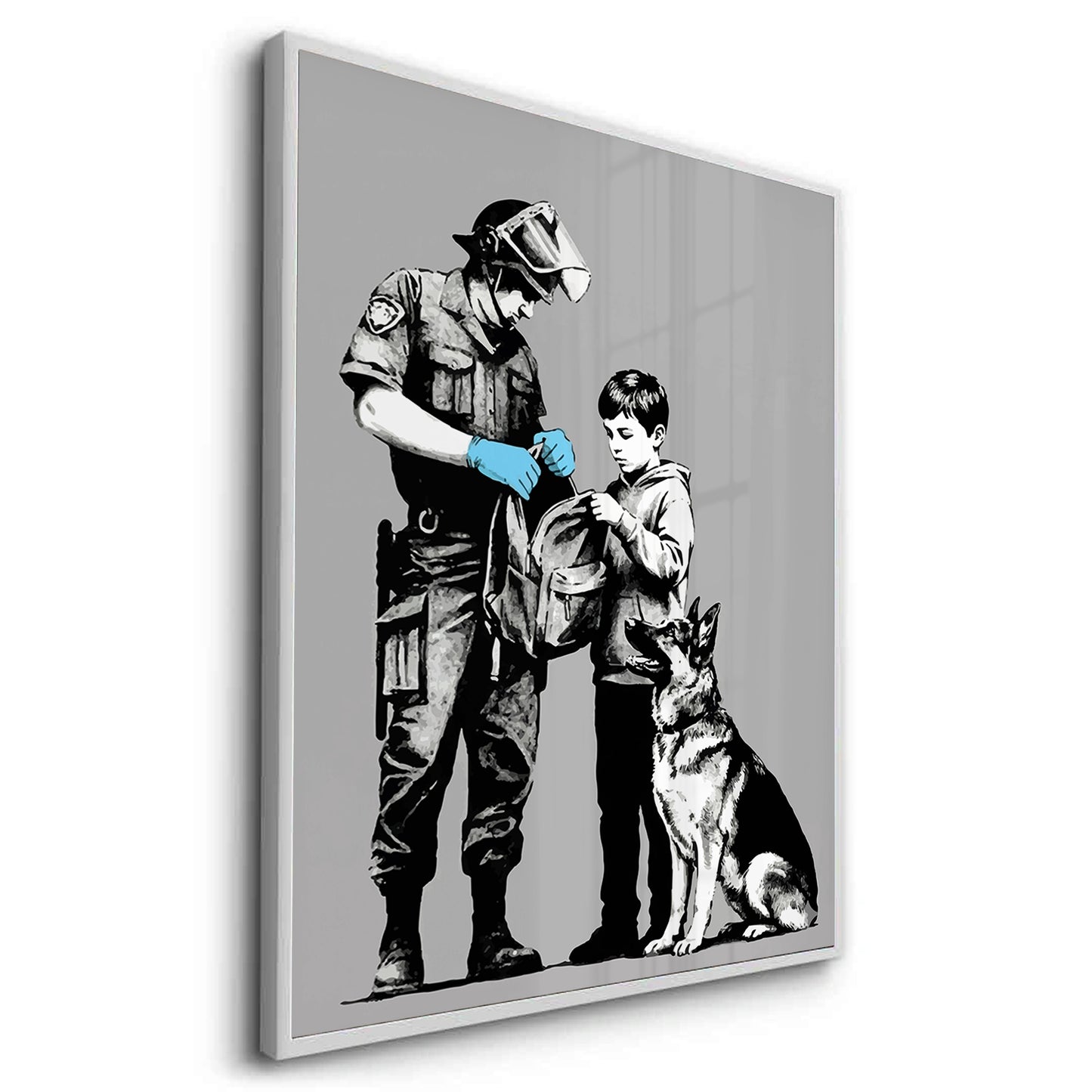 2Police Officer and Boy with K9 Dog - Fine Art