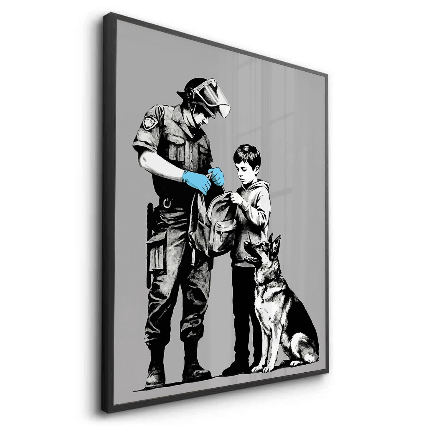 2Police Officer and Boy with K9 Dog - Fine Art