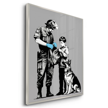 Police Officer and Boy with K9 Dog - Fine Art