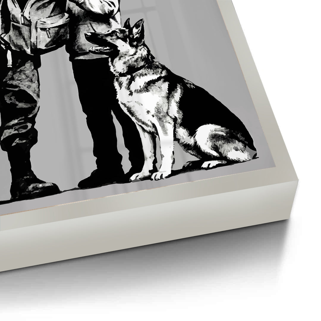 2Police Officer and Boy with K9 Dog - Fine Art