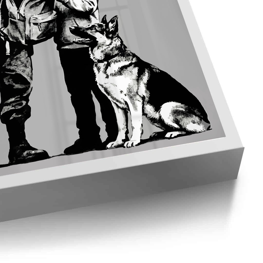 2Police Officer and Boy with K9 Dog - Fine Art