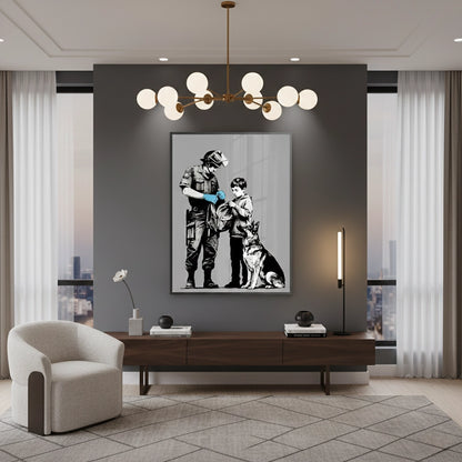 Police Officer and Boy with K9 Dog - Fine Art