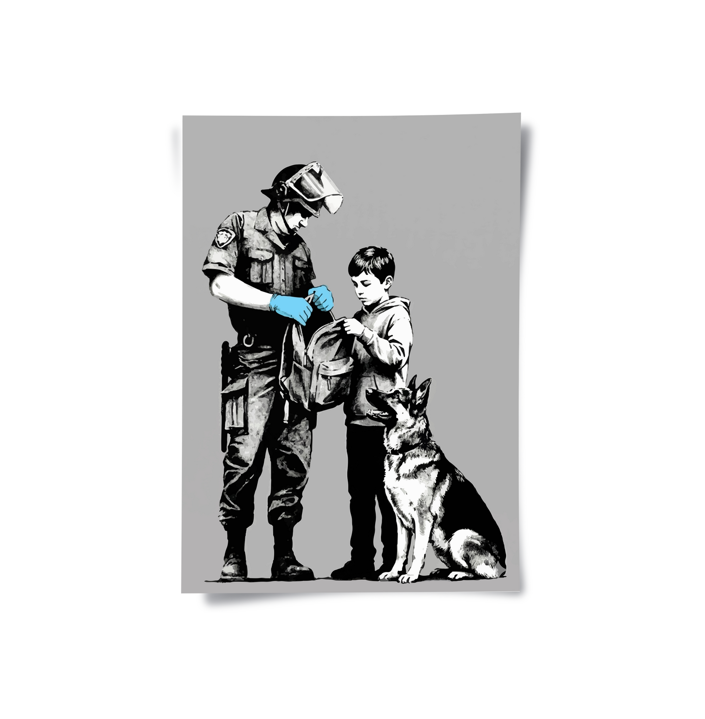 2Police Officer and Boy with K9 Dog - Poster