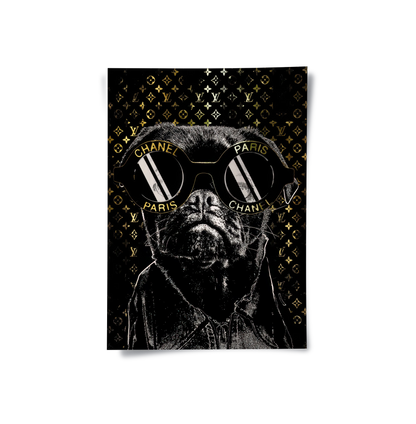 Pug in Chanel Sunglasses - Poster