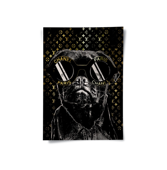 Pug in Chanel Sunglasses - Poster