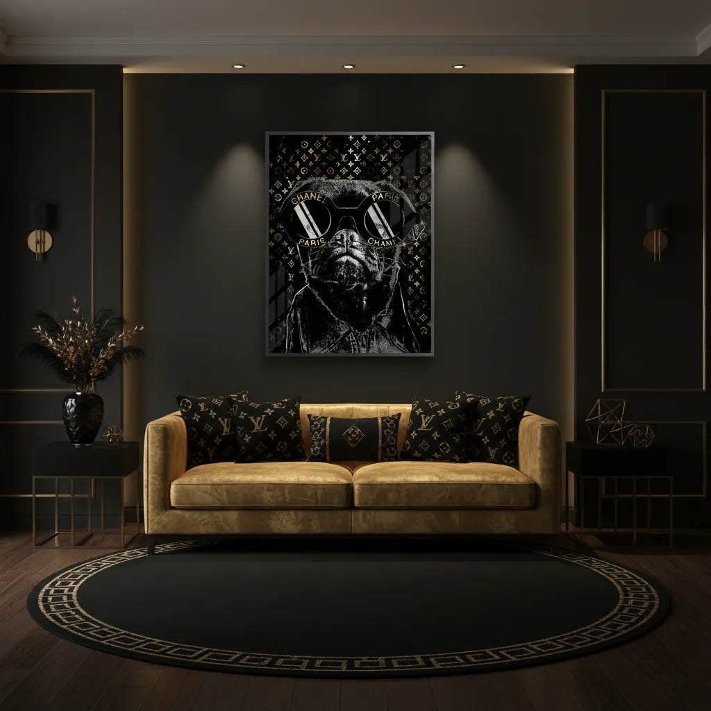 Pug in Chanel Sunglasses - Fine Art - Jasmineart.ae
