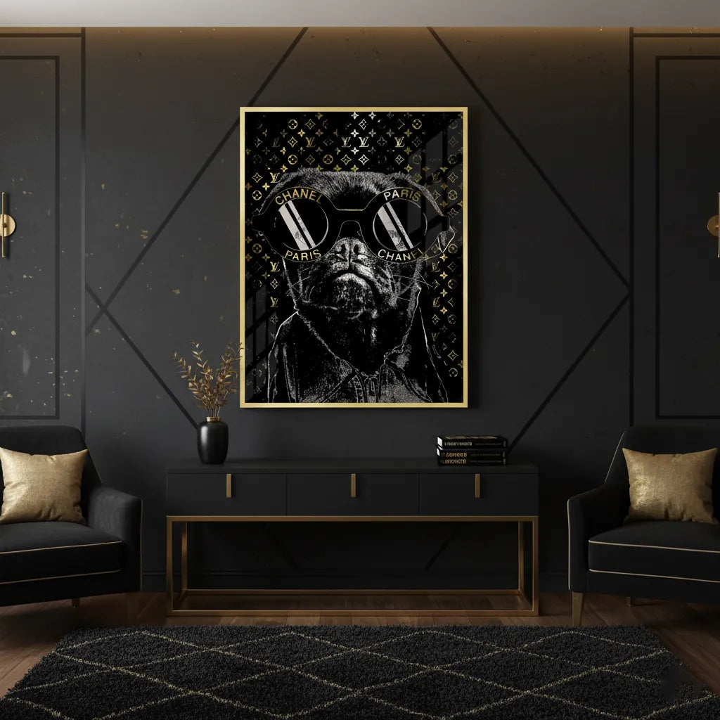Pug in Chanel Sunglasses - Fine Art - Jasmineart.ae