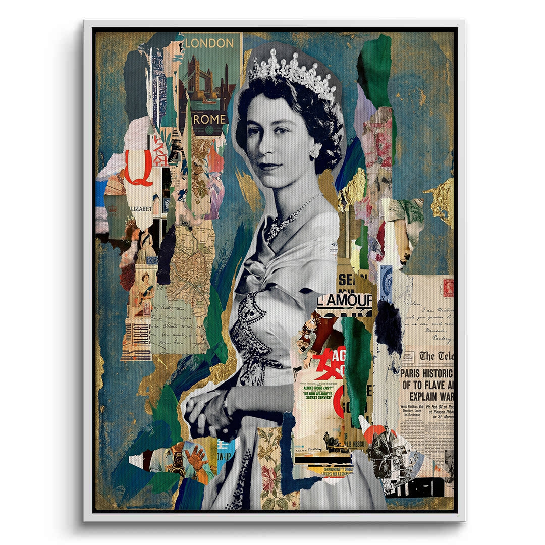 2Queen Elizabeth II Mixed Media Collage - Canvas