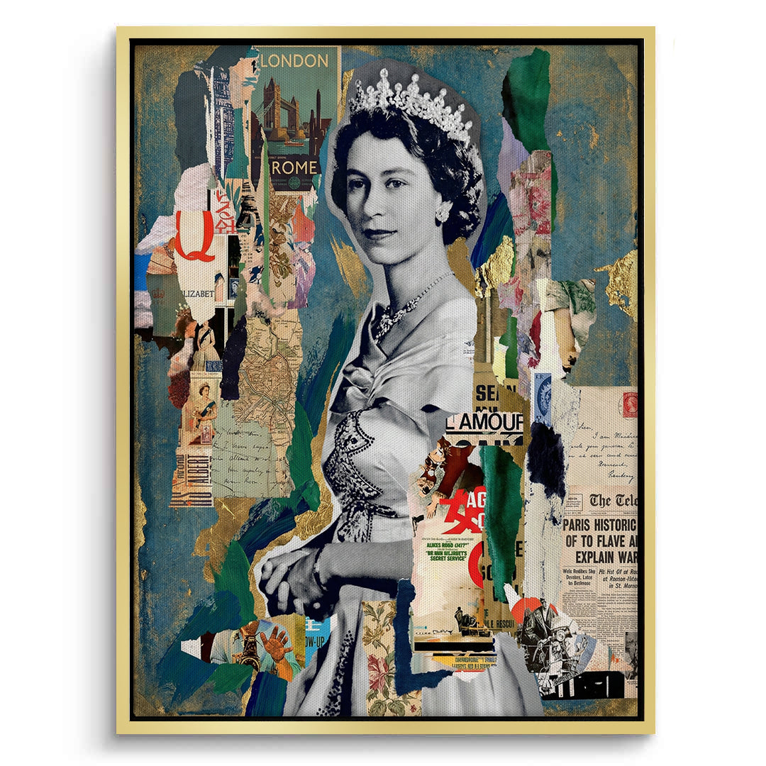 2Queen Elizabeth II Mixed Media Collage - Canvas