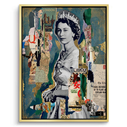 Queen Elizabeth II Mixed Media Collage - Canvas