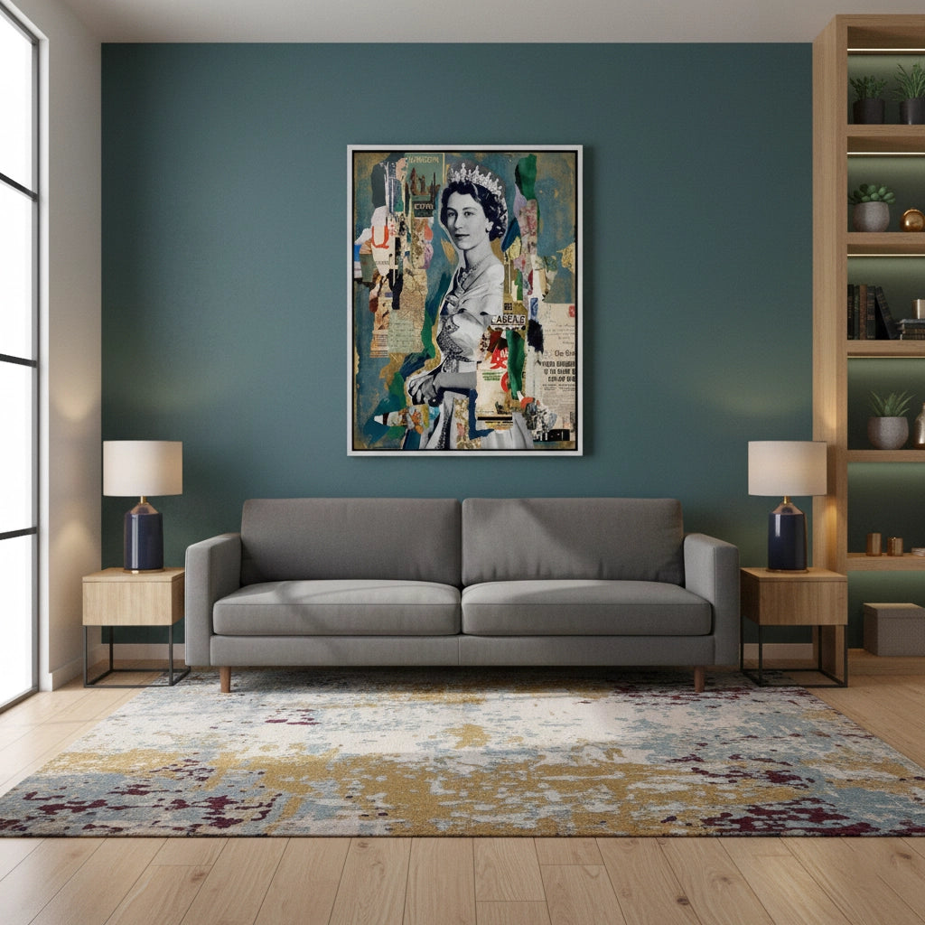 2Queen Elizabeth II Mixed Media Collage - Canvas