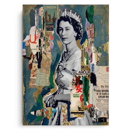 Queen Elizabeth II Mixed Media Collage - Canvas