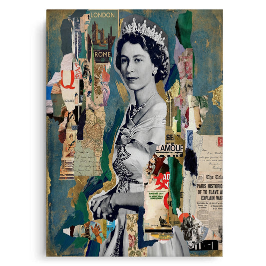 Queen Elizabeth II Mixed Media Collage - Canvas